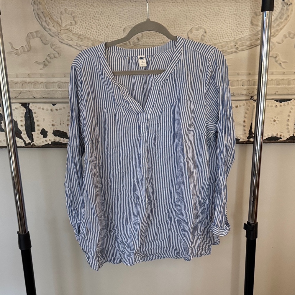Old Navy Blue and White Striped Top